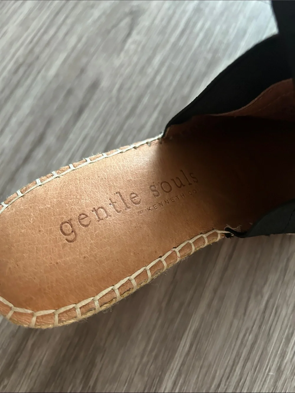 Gentle Souls Women's Black Suede Espadrille Slingback Sandals size 6.5